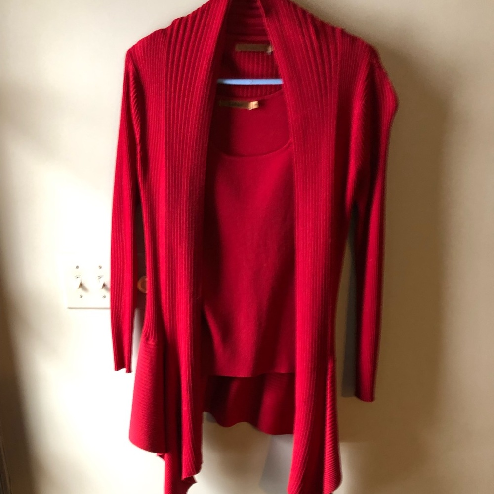 Italian Belldini red sweater cardigan and top